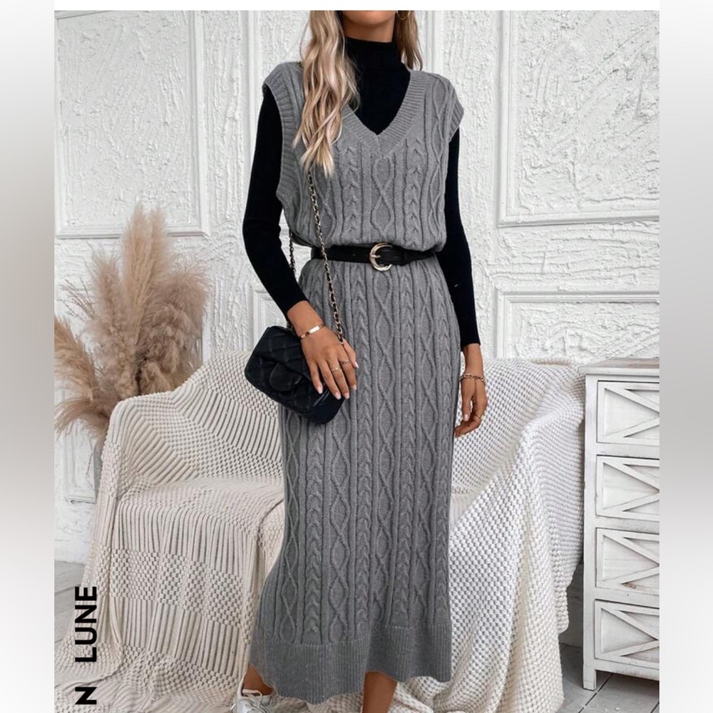 SHEIN cable knit maxi sweater